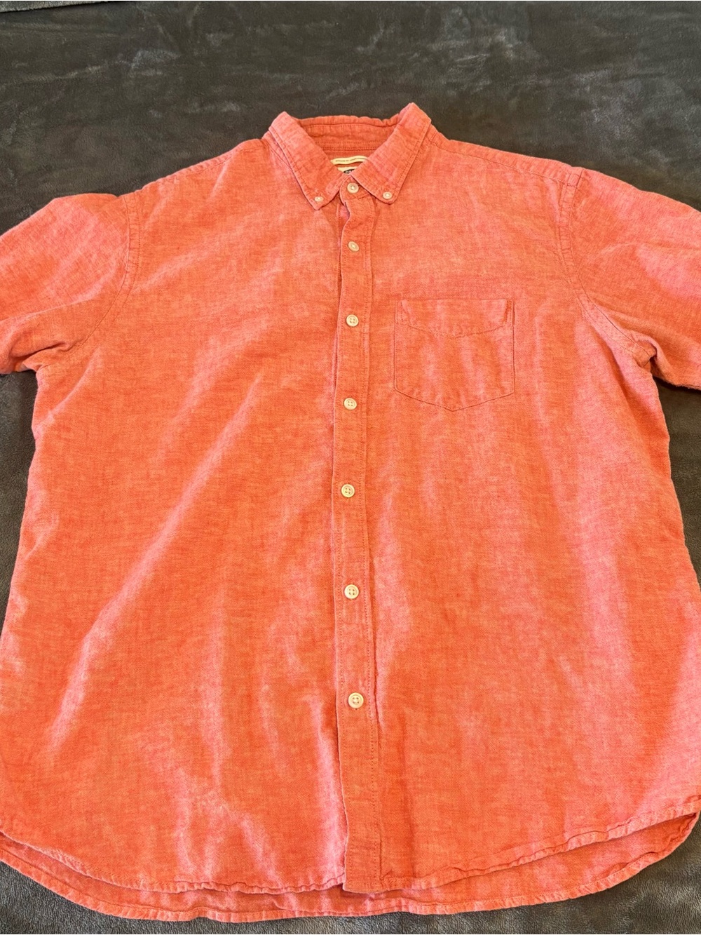 Men's Button-Up Linen Blend Shirt - Coral Pink